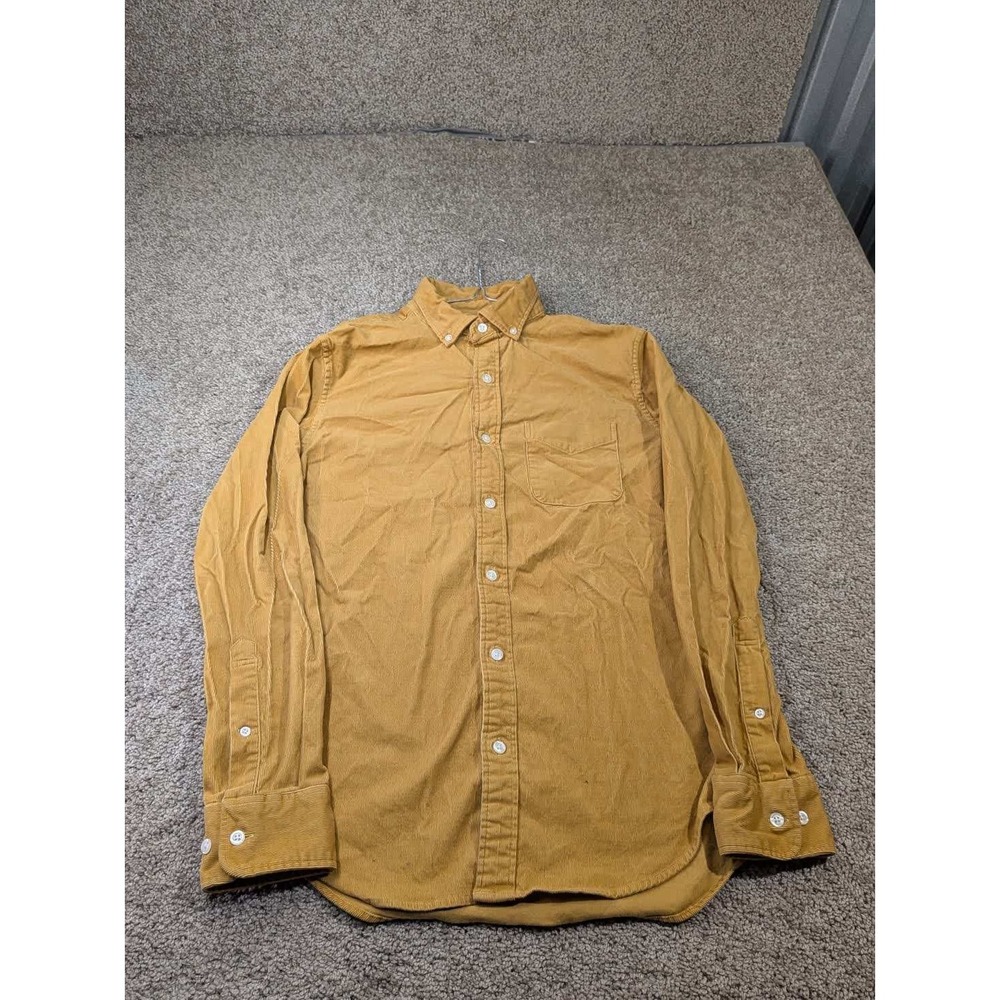 Bonobos Stretch Corduroy Shirt Mens Small Slim Fit Mustard Yellow Button Down